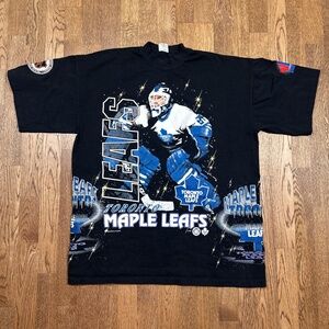 Vintage 90s Toronto Maple Leafs Goalie All Over Print Bulletin T Shirt One Size